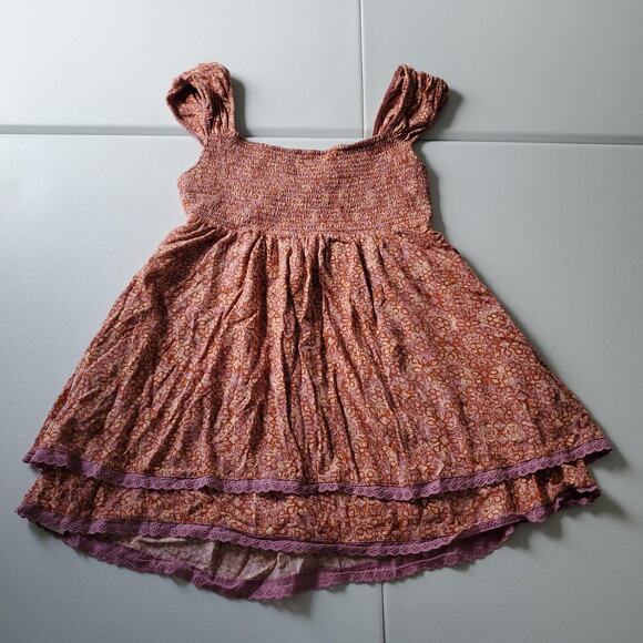 Free People Dress Womens Small Purple Pink Floral Boho Layered Milkmaid Whimsy - Picture 4 of 11